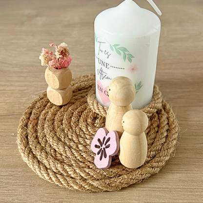 Décoration personnalisée avec bougie – Cadeau maîtresse, ATSEM ou nounou