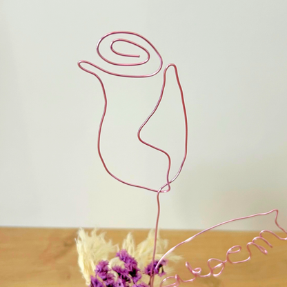 Cadeau maîtresse personnalisé – bouquet fleurs séchées avec prénom ou cœur