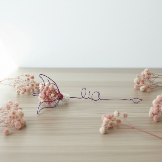 Marque-page personnalisé avec prénom et fleurs séchées – cadeau invité baptême