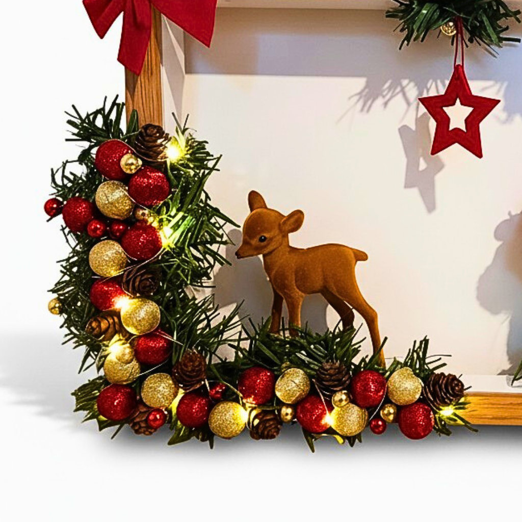 Cadre de Noël Lumineux – Décoration Murale Format A4 – Création Artisanale