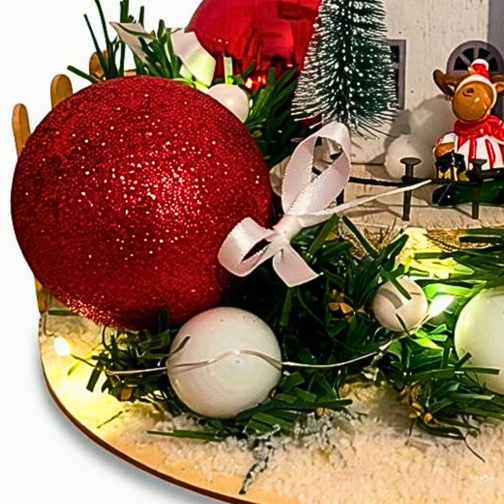 Centre de Table de Noël – “La Petite Maison dans son Jardin” – Création Artisanale