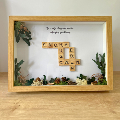 Cadre Scrabble personnalisé nature – Cadeau d’anniversaire
