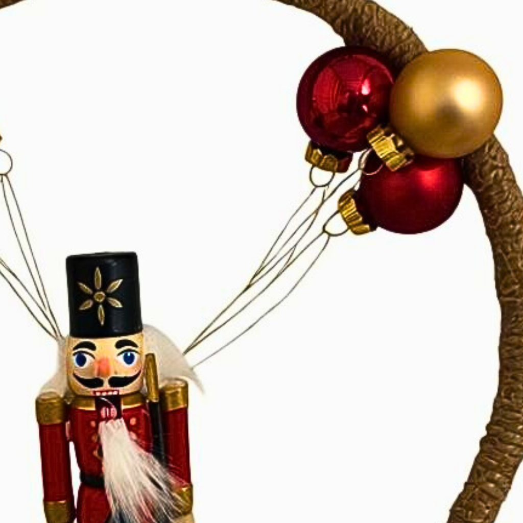 Suspension de Noël – Cercle en Bambou 20 cm avec Casse-Noisette
