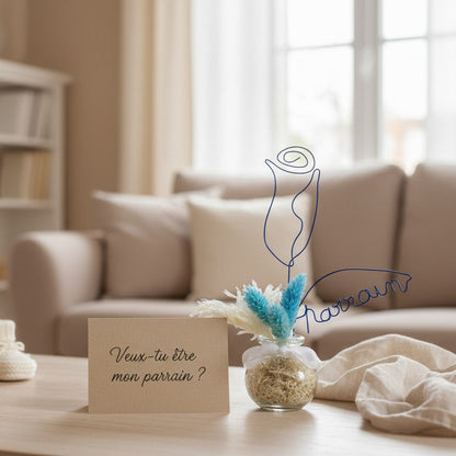 Demande parrain marraine originale – centre de table personnalisé fleurs séchées