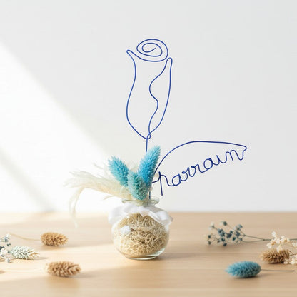 Demande parrain marraine originale – centre de table personnalisé fleurs séchées