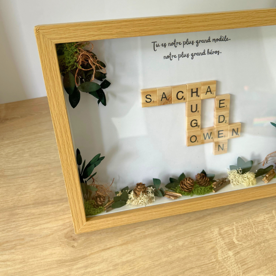 Cadre Scrabble personnalisé nature – Cadeau d’anniversaire