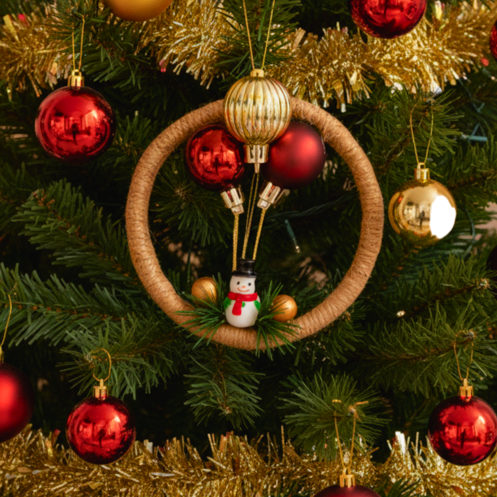 Suspension de Noël Personnalisée – Cercle en Bambou 10 cm