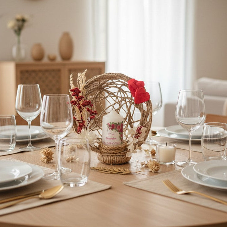 Centre de table anniversaire personnalisé avec bougie – décoration unique et fait main