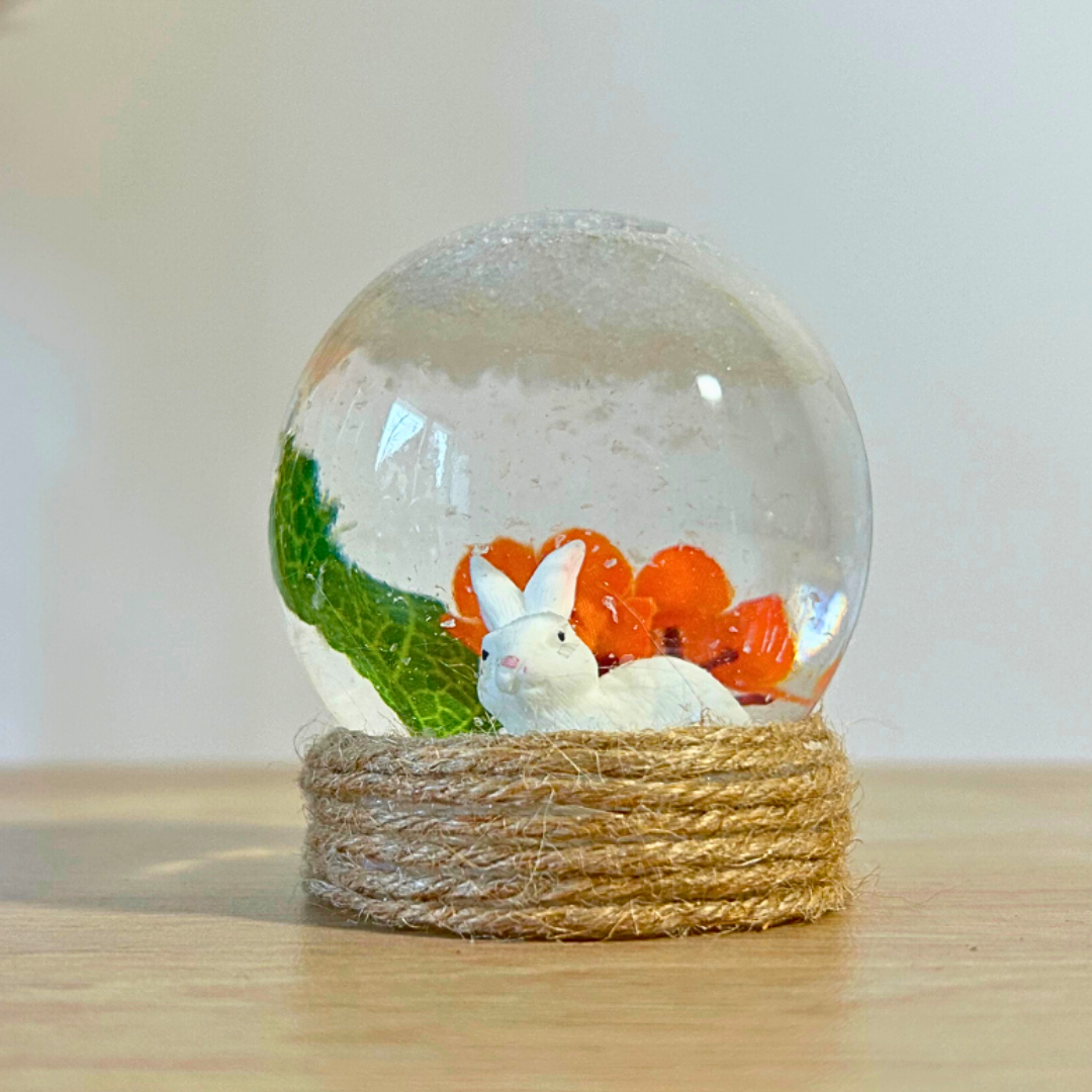 Boule de neige décorative Pâques – lapin & fleurs