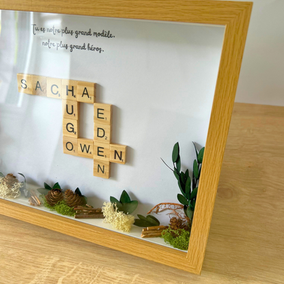 Cadre Scrabble personnalisé nature – Cadeau d’anniversaire