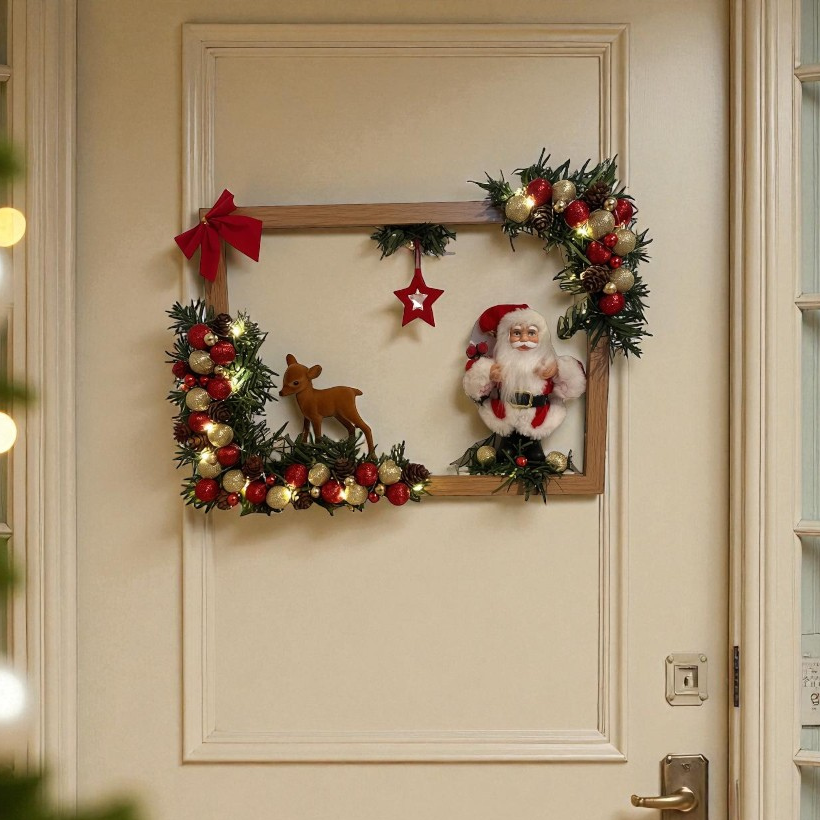 Cadre de Noël Lumineux – Décoration Murale Format A4 – Création Artisanale