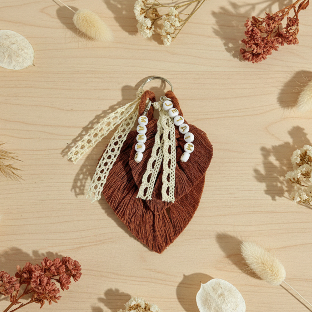 Porte-Clé Macramé Personnalisé – Cadeau d’Anniversaire Unique & Bohème