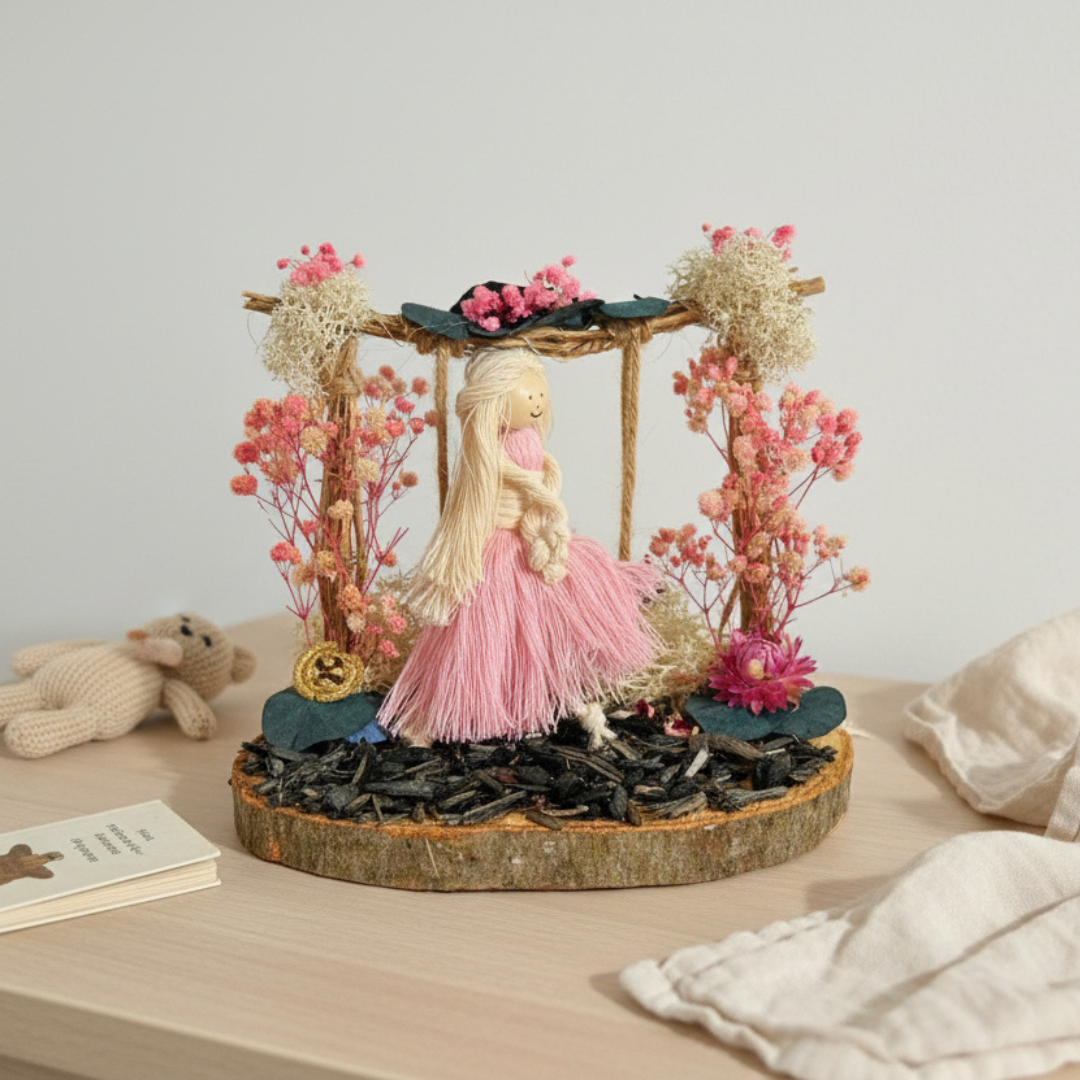 Décoration Lumineuse Fée sur Balançoire – Centre de Table Anniversaire Féérique & Personnalisé