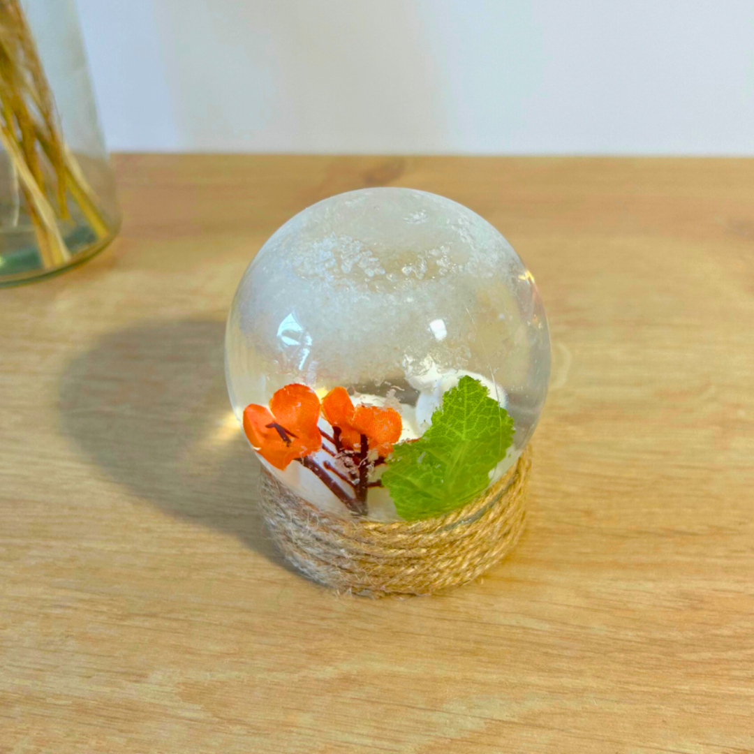 Boule de neige décorative Pâques – lapin & fleurs