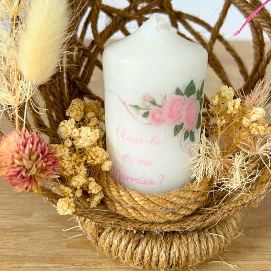 Annonce grossesse originale avec bougie personnalisée – cadeau surprise future mamie, marraine