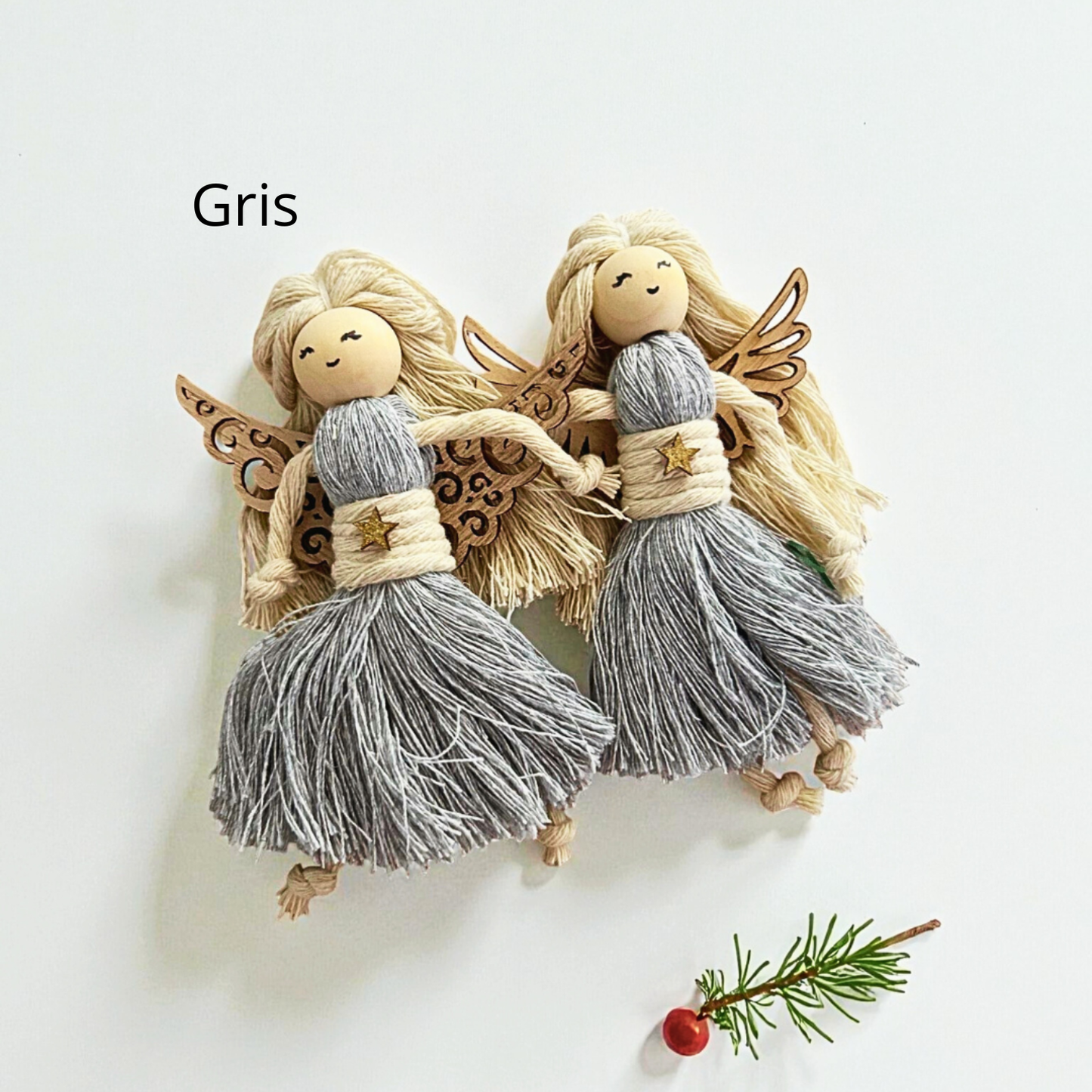 Coffret de Noël – Lot 2 Gnomes et 1 Ange en Macramé