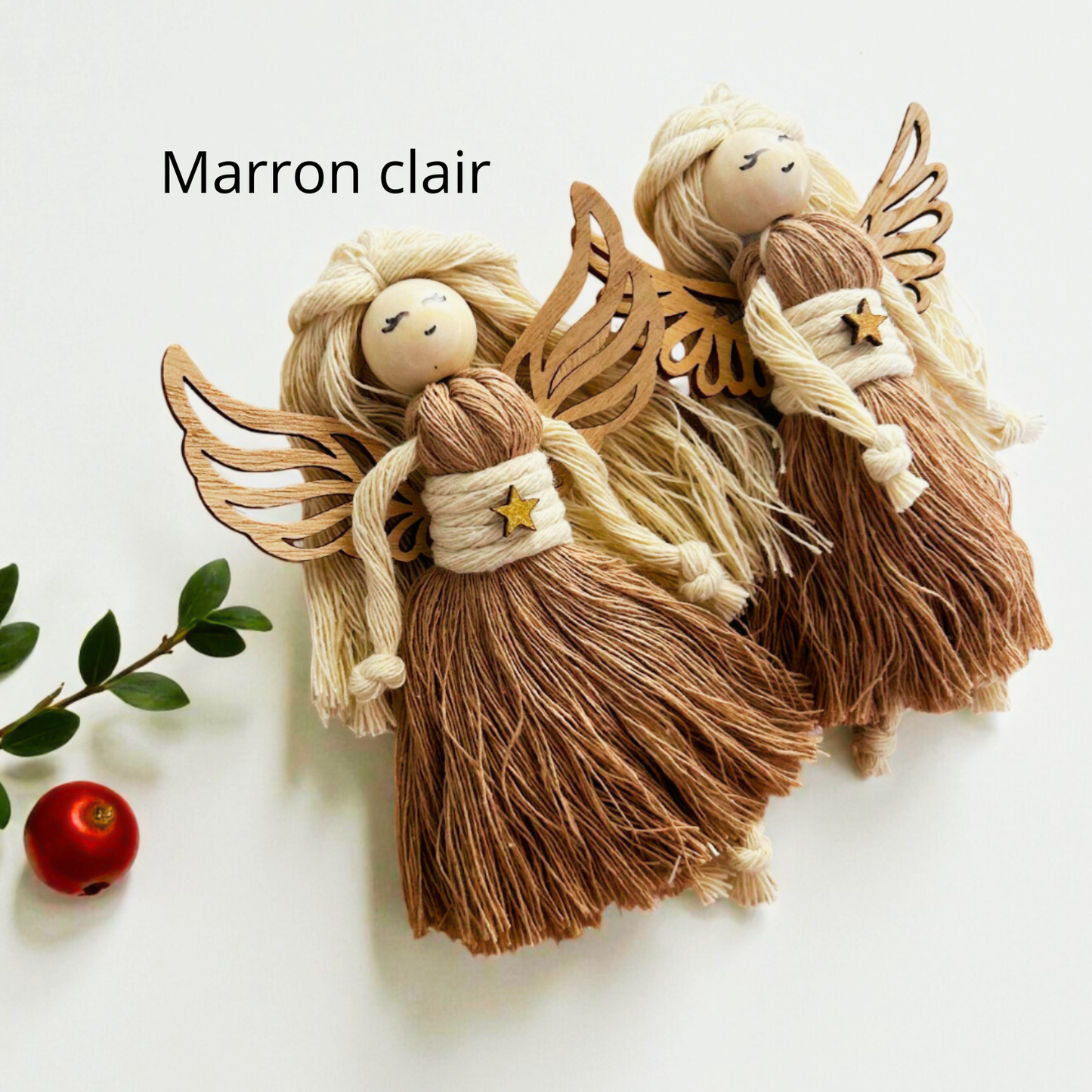 Coffret de Noël – Lot 2 Gnomes et 1 Ange en Macramé