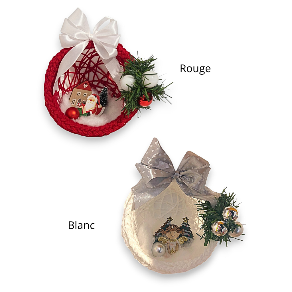 Boule de Noël Personnalisée – Grand Format 16 cm (Modèle en Laine)
