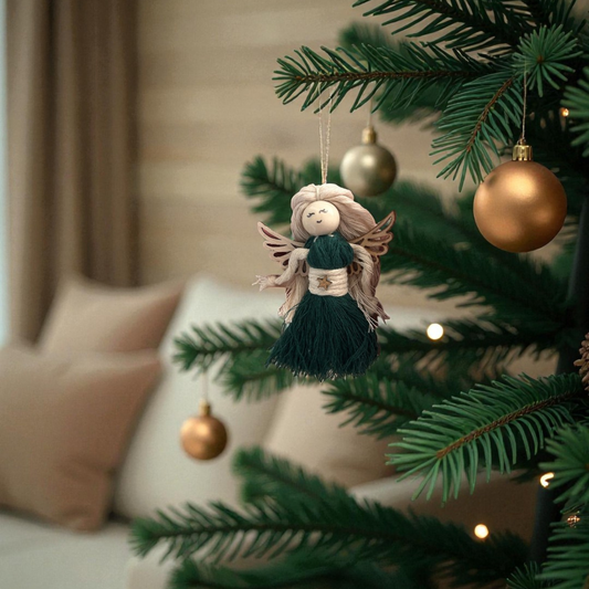 Ange de Noël en Macramé – Décoration de Sapin Artisanale