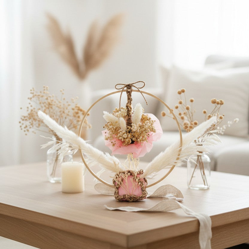 Composition florale personnalisée – Décoration en fleurs séchées