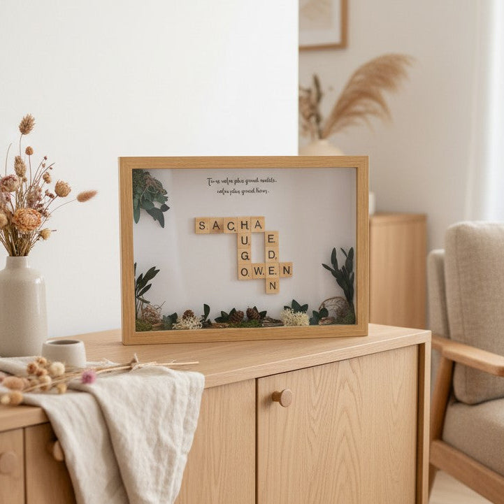 Cadre Scrabble personnalisé nature – Cadeau d’anniversaire