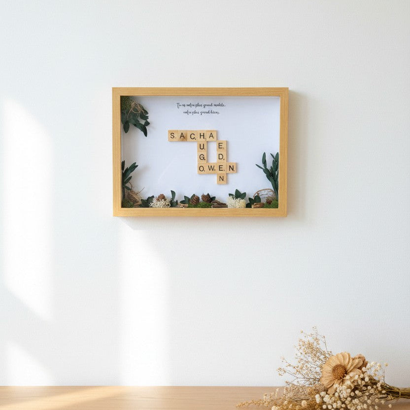 Cadre Scrabble personnalisé nature – Cadeau d’anniversaire