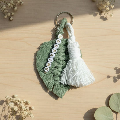 Porte-clé personnalisé macramé – demande parrain ou marraine originale
