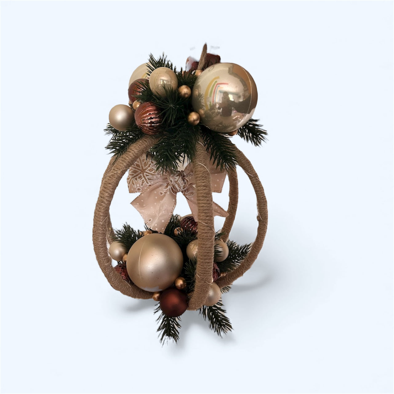 Grande Boule de Noël Lumineuse – Création Artisanale en Bambou et Jute