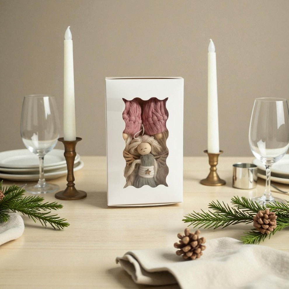 Coffret de Noël – Lot 2 Gnomes et 1 Ange en Macramé