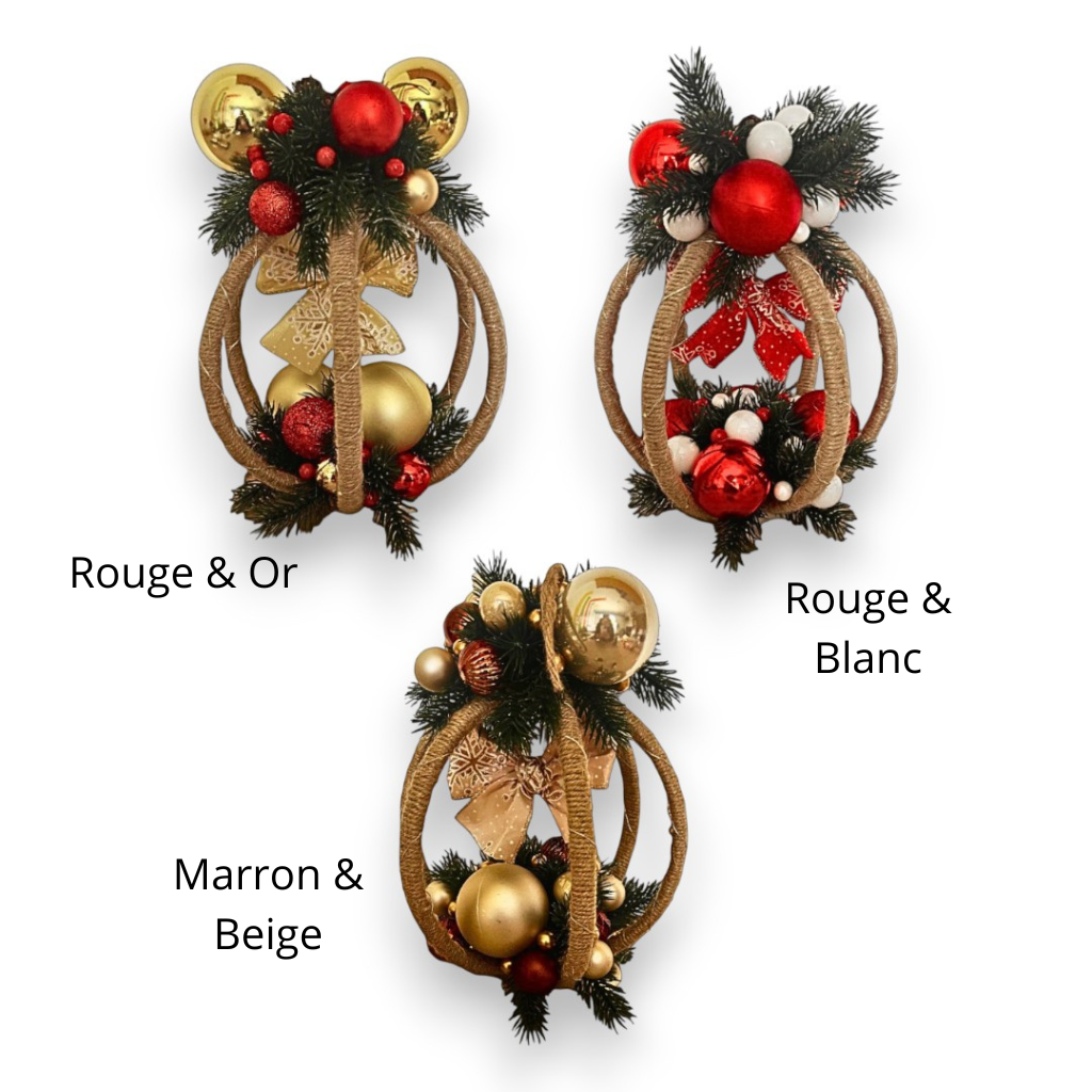 Grande Boule de Noël Lumineuse – Création Artisanale en Bambou et Jute