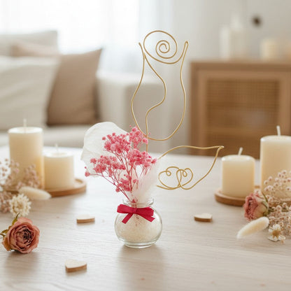 Cadeau Saint-Valentin personnalisé – bouquet fleurs séchées avec prénom ou cœur