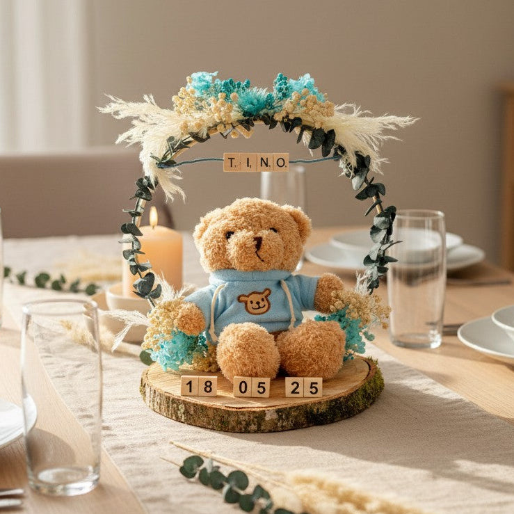 Centre de table ourson personnalisé – décoration anniversaire enfant