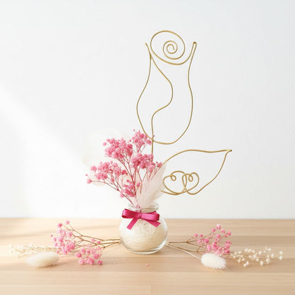 Cadeau maîtresse personnalisé – bouquet fleurs séchées avec prénom ou cœur