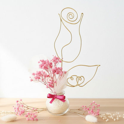 Cadeau Saint-Valentin personnalisé – bouquet fleurs séchées avec prénom ou cœur