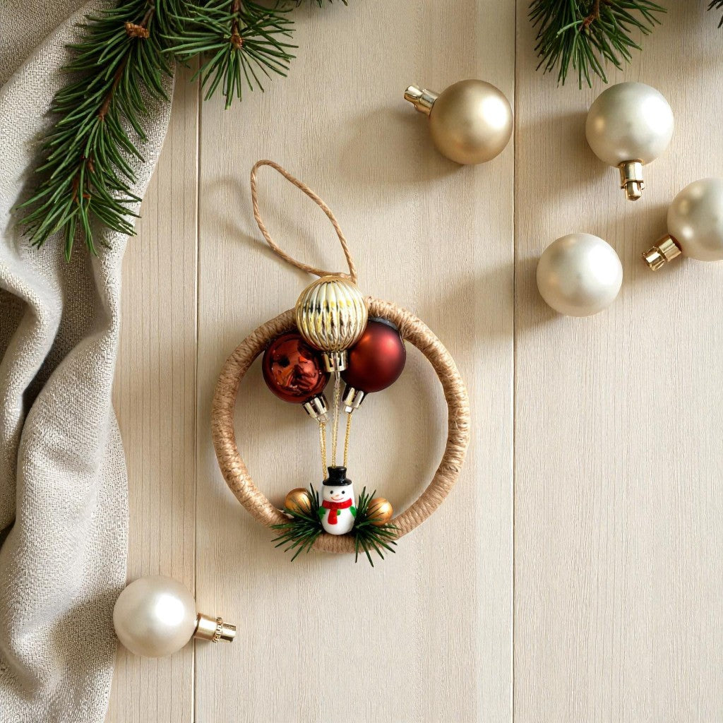 Suspension de Noël Personnalisée – Cercle en Bambou 10 cm