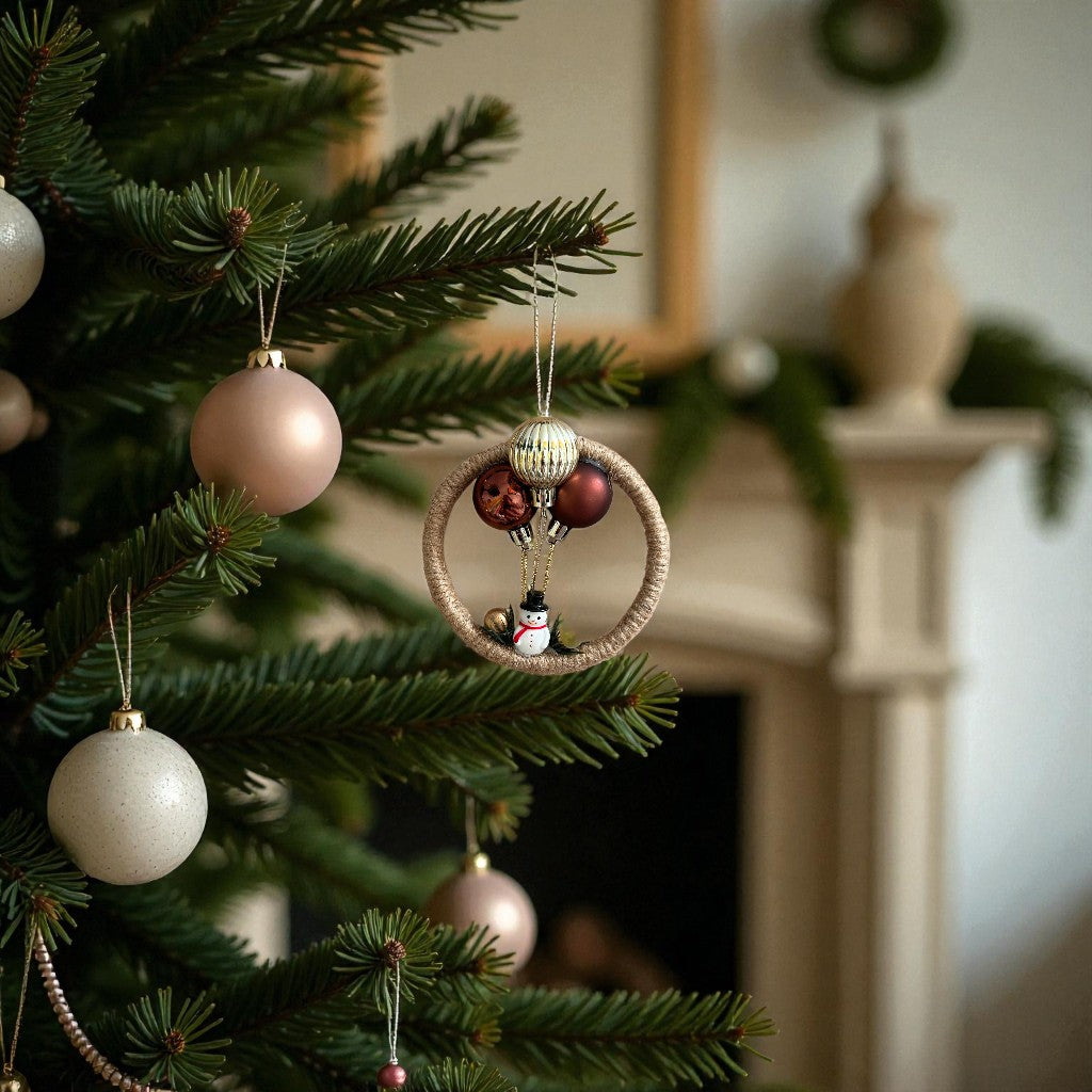 Suspension de Noël Personnalisée – Cercle en Bambou 10 cm