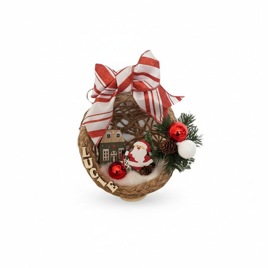 Boule de Noël Personnalisée en corde de jute – Modèle Grand Format 16 cm