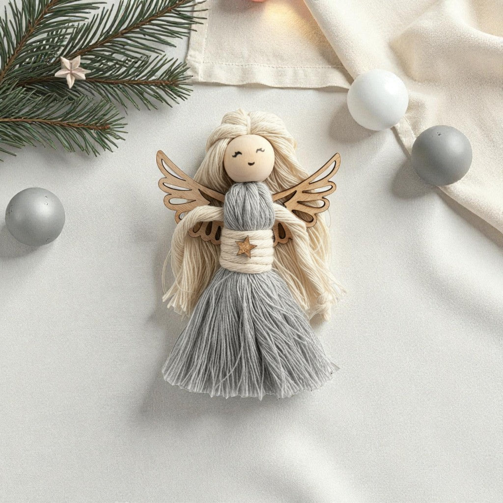Ange de Noël en Macramé – Décoration de Sapin Artisanale